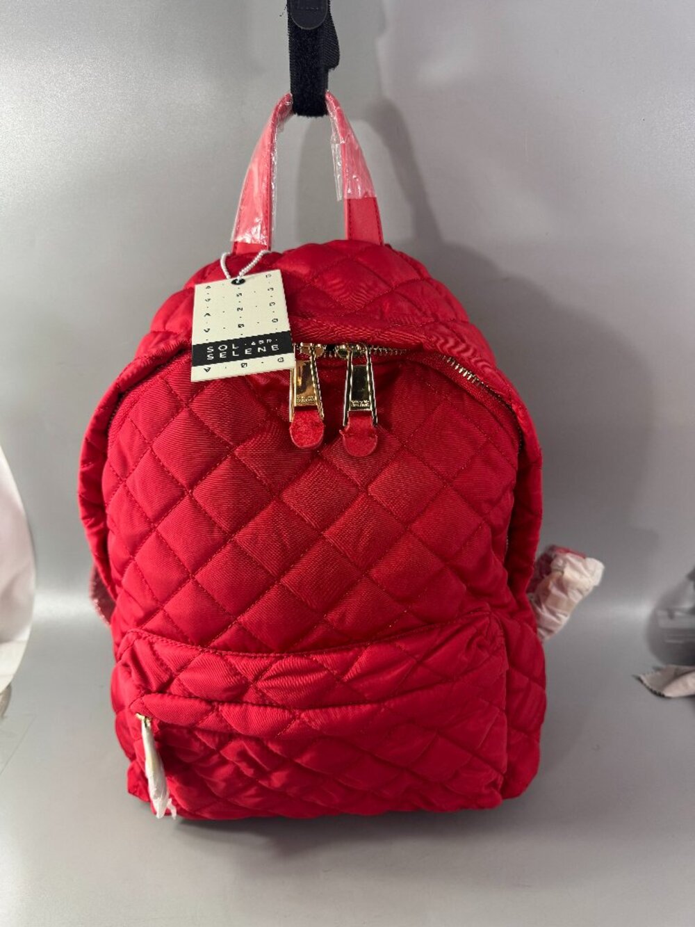 NWT SOL & SELENE Red Quilted Backpack